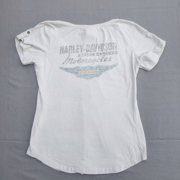 Harley-Davidson T-shirt Nassau Bahamas women's size M white colour short sleeve - Picture 3 of 9